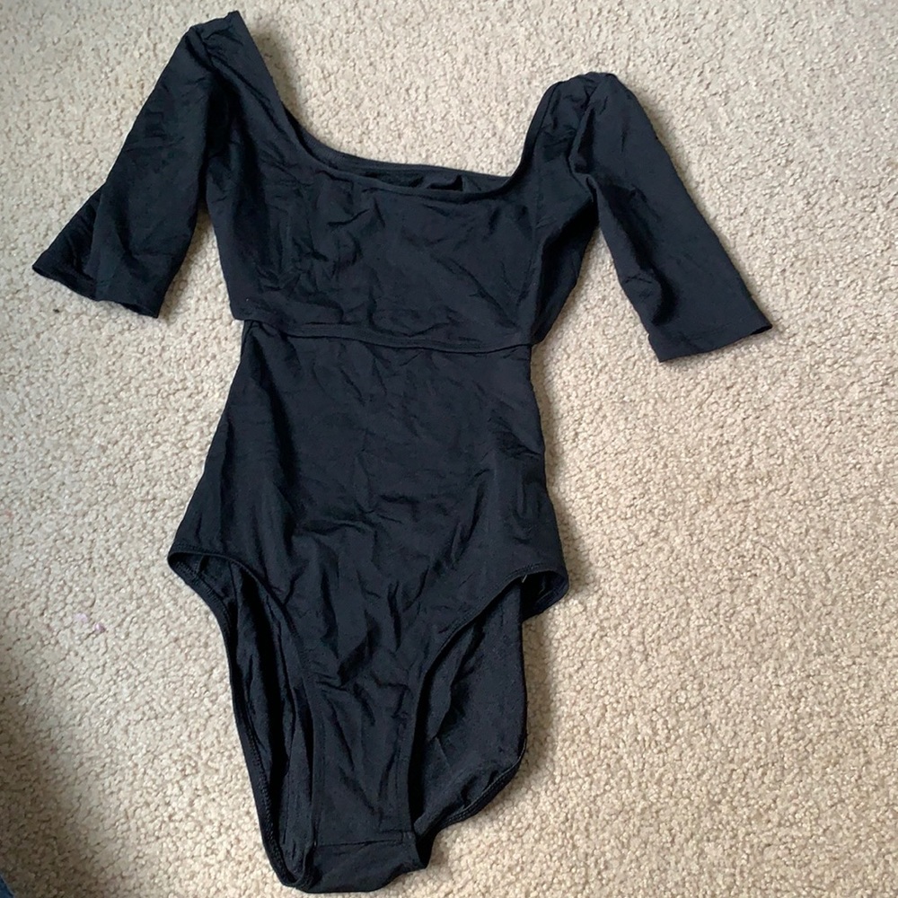 Mariia Black Long Sleeve Leotard w/Cut Out In Back